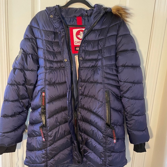 CANADA Weathergear, Navy Blue, XL, mid length puff jacket - Picture 1 of 5